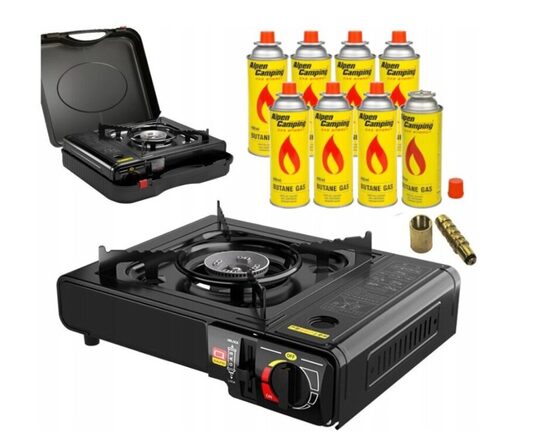 Turistinė dujinė viryklė + 8 vnt. dujų balionėliai